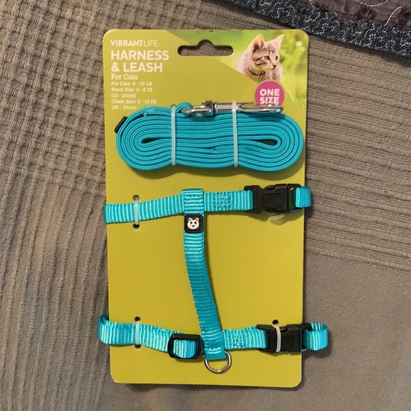 vibrant life Cat Nwt Cat Harness Leash Set 5lb Cats Teal 3pack